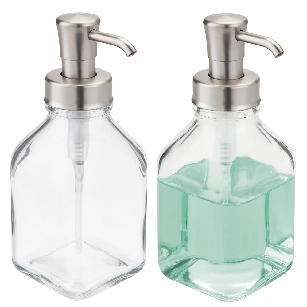 Square Glass Soap Dispensers (2-Pack)
